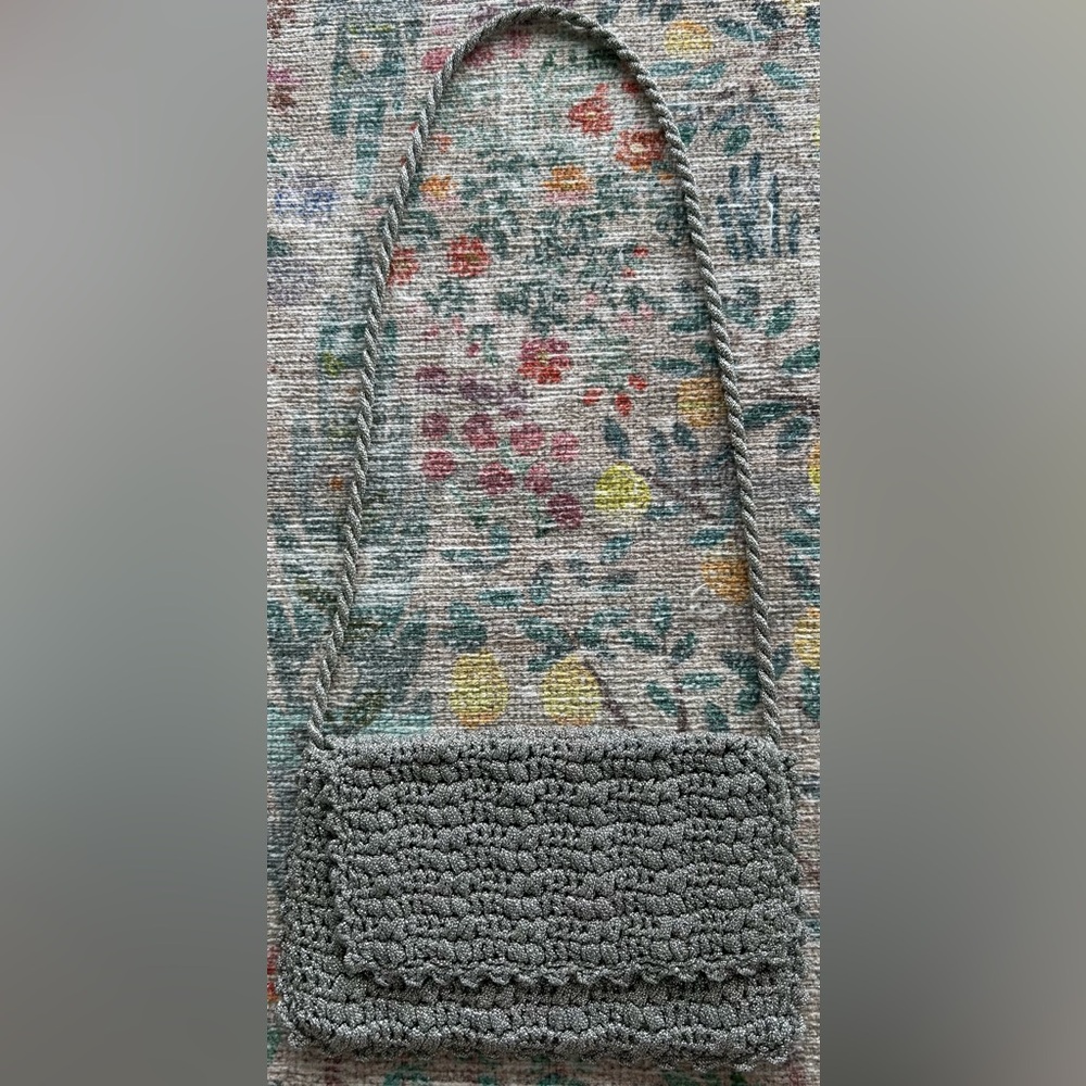 Vintage Magid Crochet Foldover Shoulder Bag, Silver